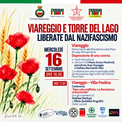Conferenza “Non solo staffette. La Resistenza al femminile” - Viareggio e Torre del Lago liberate dal Nazifascismo - 16 settembre presso la Villa Museo Paolina ore 17.30